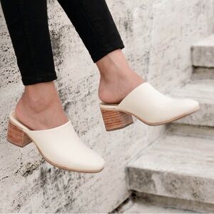 Nisolo All Day Heeled Mule Clog Bone Cream Leather Slide 2.5” Heel Mules Size 6